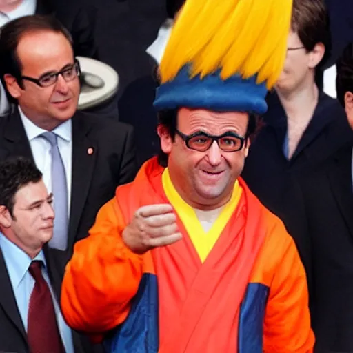 Image similar to François hollande is goku from dragon ball Z