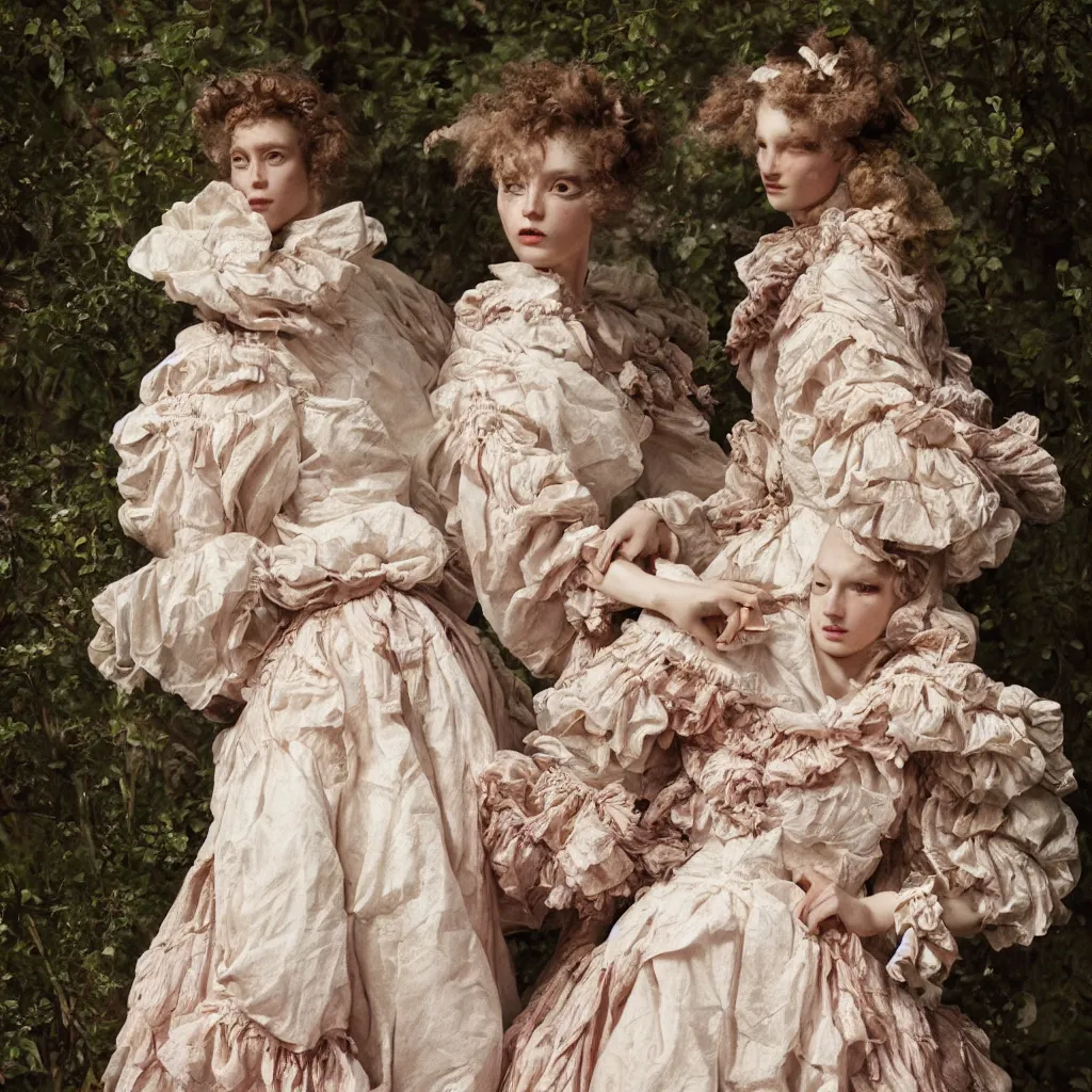 Image similar to fashion editorial by Jean-Honoré Fragonard. outdoor. highly detailed. 8k. depth of field. photography