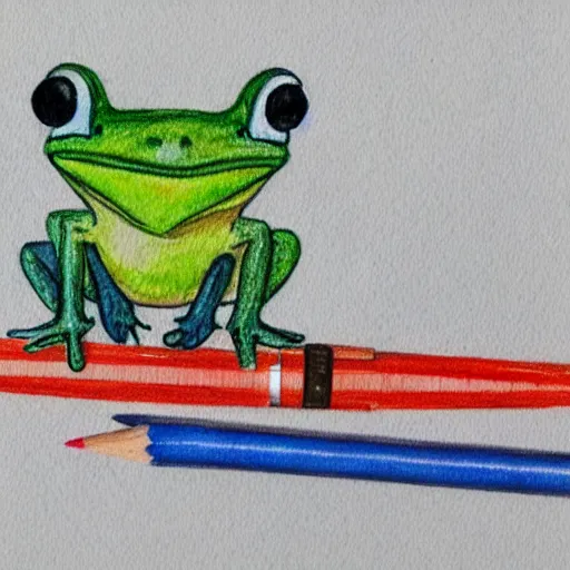 Prompt: a watercolor and pencil drawing of a frog wearing preppy clothing. in the style of sanrio, cute, clean, concept art