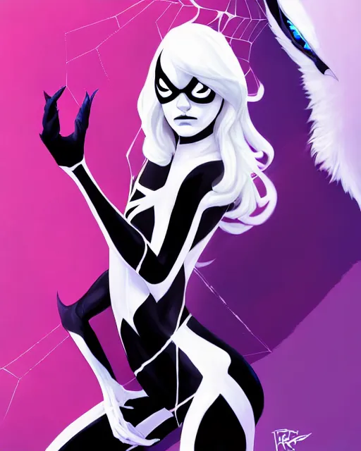 Image similar to portrait of Emma Stone as Spider-Gwen venom, art by lois van baarle and loish and ross tran and rossdraws and sam yang and samdoesarts and artgerm, middle shot, digital art, highly detailed, intricate, sharp focus, Trending on Artstation HQ, deviantart, unreal engine 5, 4K UHD image