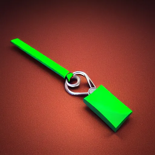 Image similar to a 3d game object of the metal key with large green diamond, icon, vray 4k render, on the white background, rpg game inventory item