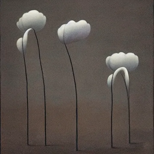 Image similar to flower sea, a surrealist painting by gertrude abercrombie. surrealism, dark, low contrast, featured on pixiv, precisionism, surrealist, art on instagram, detailed painting