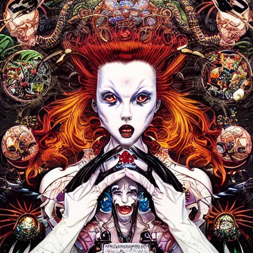 Prompt: portrait of crazy queen, symmetrical, by yoichi hatakenaka, masamune shirow, josan gonzales and dan mumford, ayami kojima, takato yamamoto, barclay shaw, karol bak, yukito kishiro