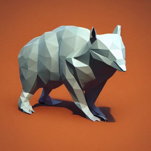 Image similar to low poly render of the dumbest looking animal imaginable