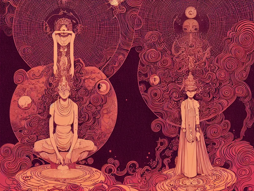 Prompt: goddess of life by balmy enso, jamie hewlett, nicolas delort, moebius, victo ngai, josan gonzalez, kilian eng