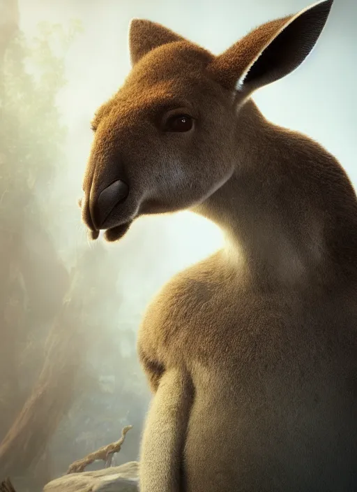 Image similar to kangaroo, ultra detailed fantasy, elden ring, realistic, dnd character portrait, full body, dnd, rpg, lotr game design fanart by concept art, behance hd, artstation, deviantart, global illumination radiating a glowing aura global illumination ray tracing hdr render in unreal engine 5