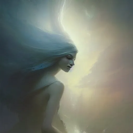 Prompt: ''cinematic shot'' portrait of palne sweaty skin beutiful face goddess of emotions cloudy lighting atmosferic realistic made by ivan aivazovsky, peter mohrbacher, greg rutkowski volumetric light effect broad light oil painting painting fantasy art style sci - fi art style realism premium prints available artwork unreal engine