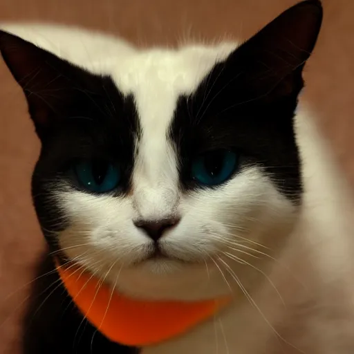 Image similar to an [ [ [ [ orange ] ] ] ] white black kitty front view blinking : : 1
