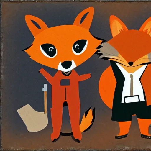 Prompt: beaver and fox with gun at party