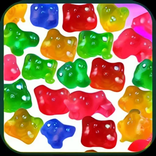 Prompt: gummy bears are alive and play the squid game to the end.