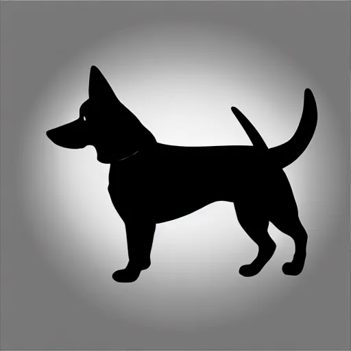 Prompt: flat single tone black vector silhouette of a dog, pure white background, 4 k resolution