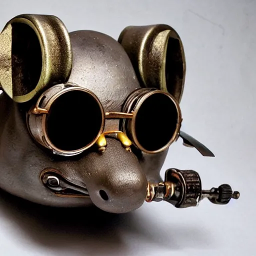 Prompt: a rat with steampunk googles, by ED roth