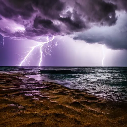 Image similar to dramatic lightning, photo 1 5 mm, wide, flower in the sea