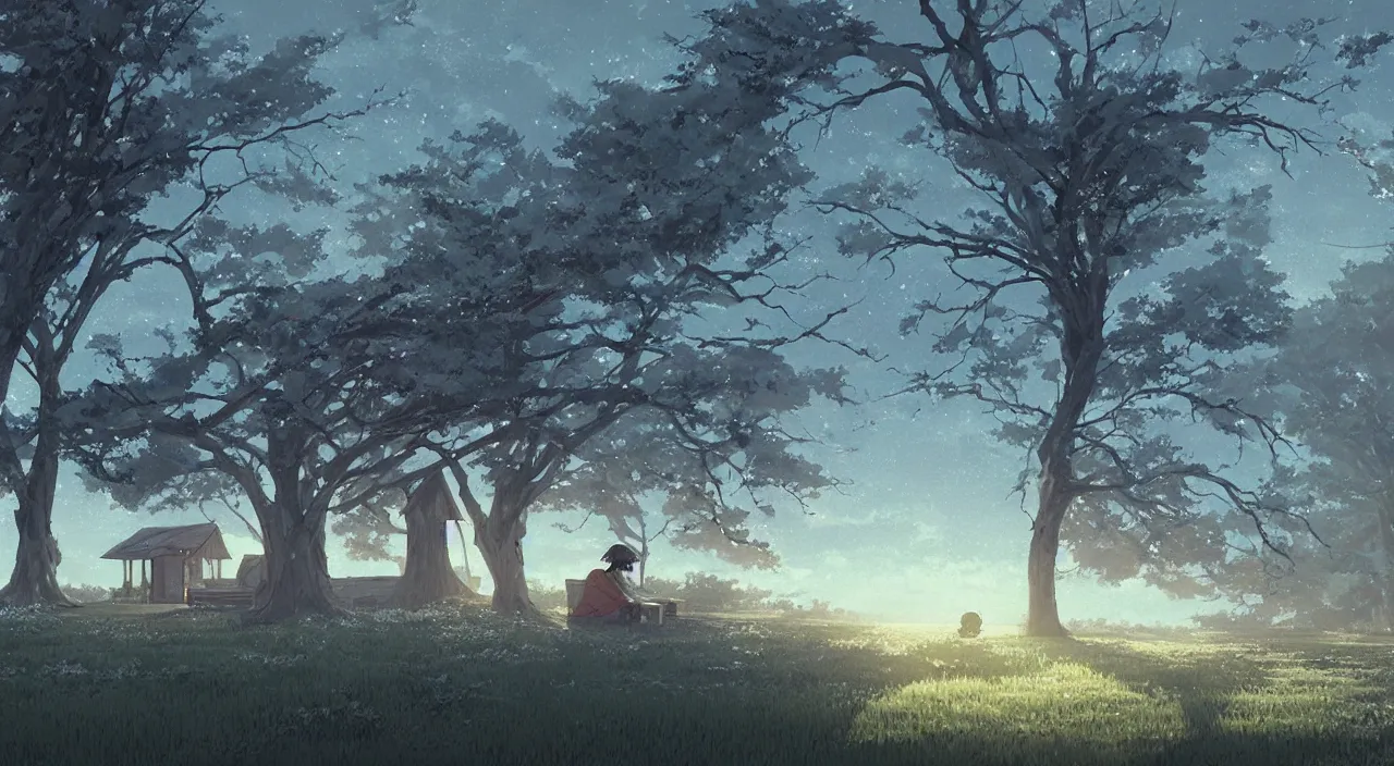 Image similar to The Old Mother Waiting for her Children at a lonely farmhouse, Anime concept art by Makoto Shinkai, Melancholic Beautiful, detailed