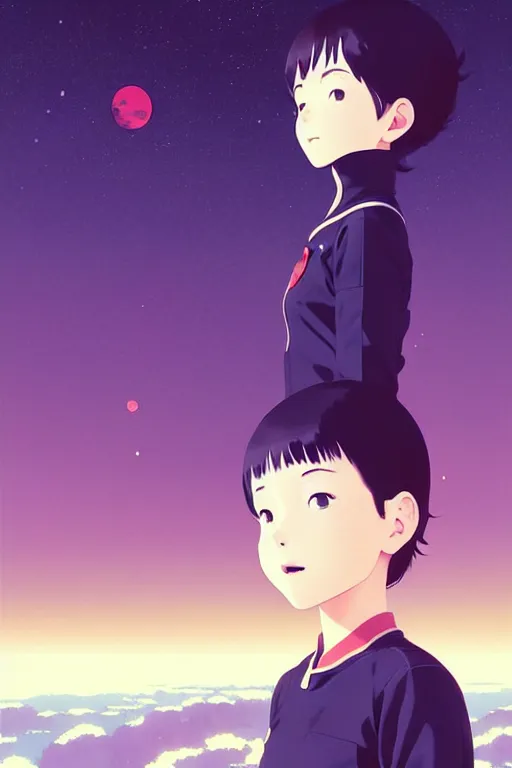 Prompt: cover of a smiling girl astronaut by ilya kuvshinov, cloudy sky background lush landscape ln illustration concept art anime key visual trending pixiv by victo ngai fanbox by greg rutkowski makoto shinkai takashi takeuchi studio ghibli