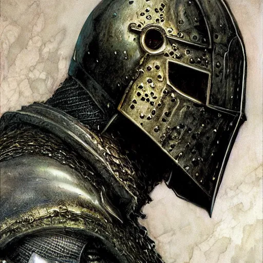 Image similar to dark souls knight, realistic closeup portrait art by norman rockwell and donato giancola and greg rutkowski