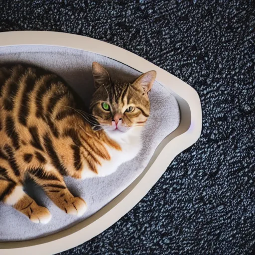 Image similar to a cat laying on an extremely tiny bed in the middle of the ocean, canon eos r 3, f / 1. 4, iso 2 0 0, 1 / 1 6 0 s, 8 k, raw, unedited, symmetrical balance, in - frame