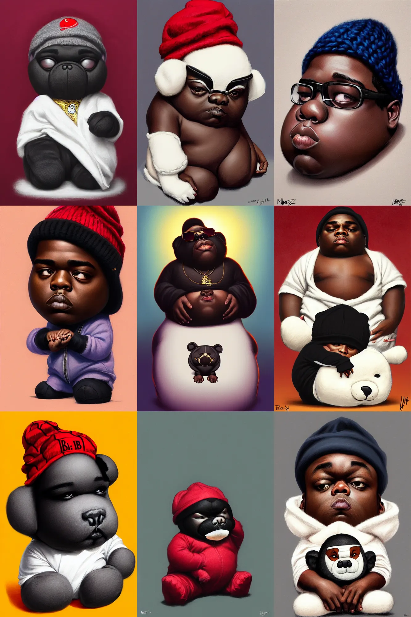 Prompt: the notorious b. i. g. as a cute cuddle fuzee beanie baby plushie, shaded lighting poster by magali villeneuve, artgerm, jeremy lipkin and michael garmash, rob rey and kentaro miura style, trending on art station