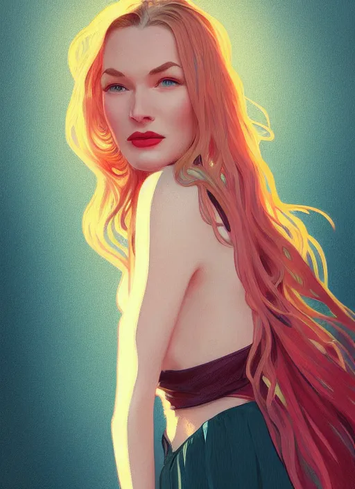 Prompt: veronica lake detailed clothing, half body shot, arms down, path traced, highly detailed, high quality, digital painting, alena aenami, lilia alvarado, shinji aramaki, karol bak, alphonse mucha, tom bagshaw