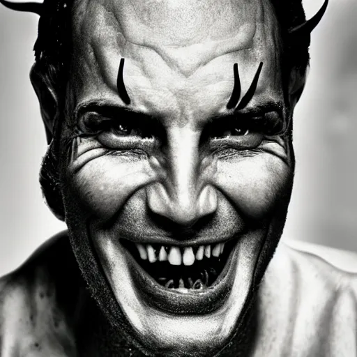 Image similar to a devil, close - up portrait photo by david lachapelle, masterpiece, trending on flickr
