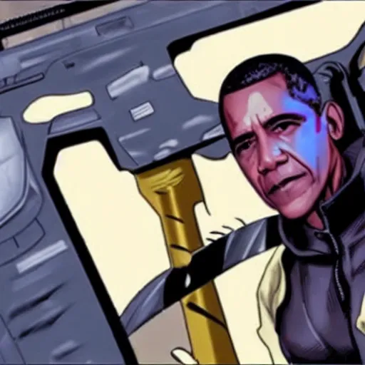 Image similar to film still of Obama as Hawkeye in Marvel’s Avengers