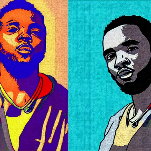 Image similar to pixel art of kendrick lamar