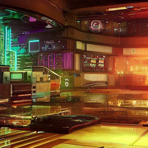 Image similar to “Interior of a Cyberpunk Netrunner Lair , hyper realistic, unreal engine”