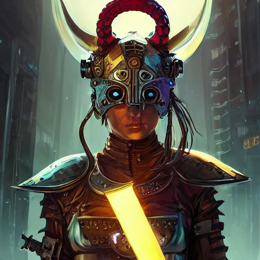 Image similar to cyberpunk viking helmet mask warrior goddess robot ninja fantasy, art gta 5 cover, official fanart behance hd artstation by jesper ejsing, by rhads, makoto shinkai and lois van baarle, ilya kuvshinov, ossdraws