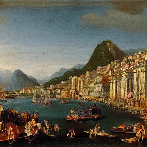 Prompt: rio de janeiro painted by giovanni antonio canal