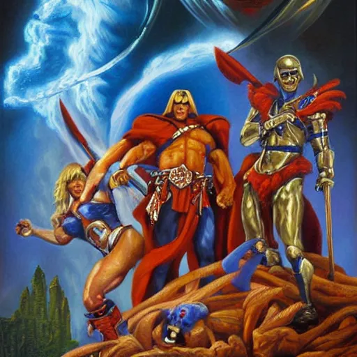 Prompt: masters of the universe, highly detailed oil painting