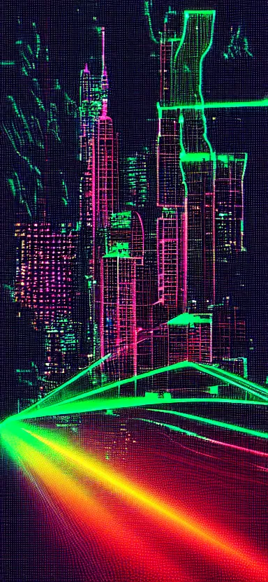 Image similar to “ city of lasers, digital art ”