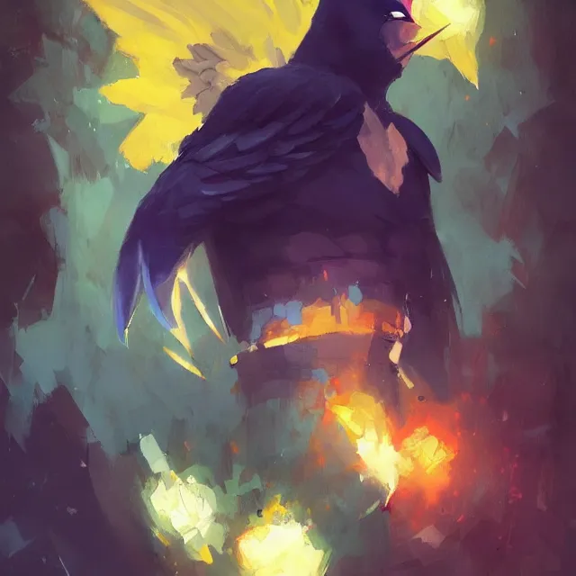 Image similar to a painting of harvey birdman by greg rutkowski, dark fantasy art, high detail, trending on artstation