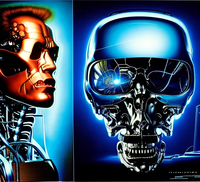 Image similar to Terminator in holograms of alien artifacts, electrical case display, total recall tech, , ultrarealistic, dramatic lighting, electrical details, high details, 4k, 8k, best, accurate, trending on artstation, artstation, photorealism, ultrarealistic, digital painting, style of Tristan Eaton Stanley Artgerm and Hajime Sorayama, Caravaggio, Boris Vallejo