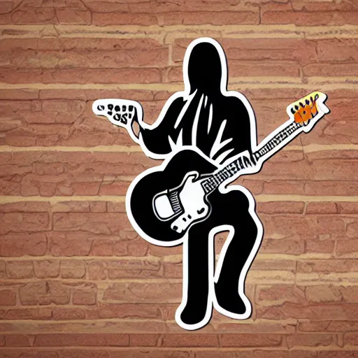 Image similar to 1 9 7 0 - young - jimmy page from led zepelin playing - guitar - solo, sticker - art, svg vector, adobe - illustrator