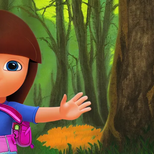 Prompt: portrait of real girl dora the explorer