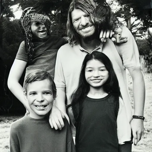 Prompt: aphex twin family photo