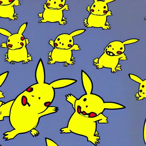 Prompt: five million pikachus attacking the world