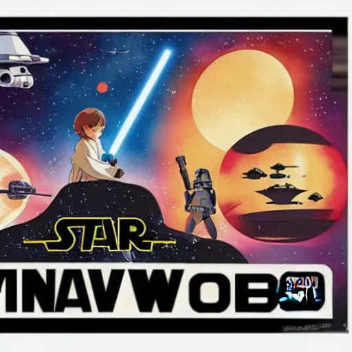 Image similar to Star Wars A New Hope poster in the style of Studio Ghibli