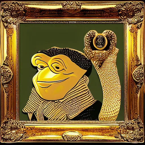 Image similar to super rich luxury gold pepe
