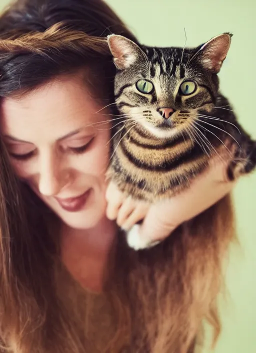 Image similar to Woman with cat in her hair