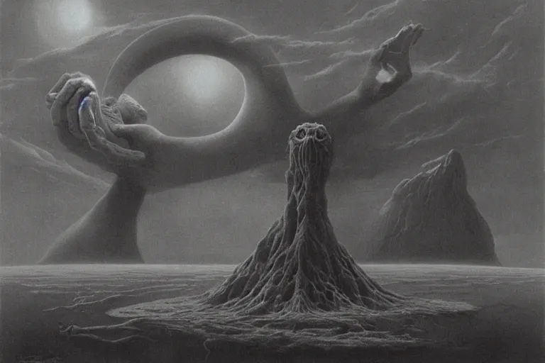 Prompt: The most horrific cosmic horror, by Zdzisław Beksiński, cinematic, HD
