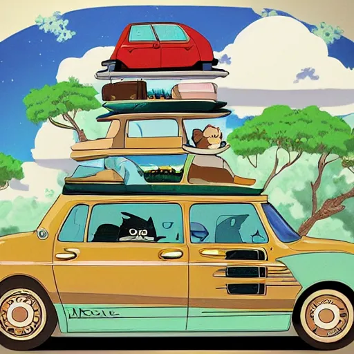 Image similar to car, in style of studio ghibli