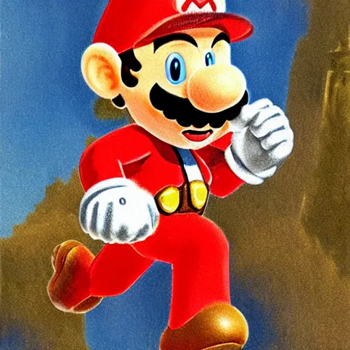 Prompt: super mario by adolphe millot