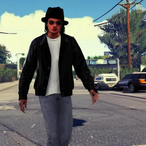 Image similar to michael jackson as a gta v cover art