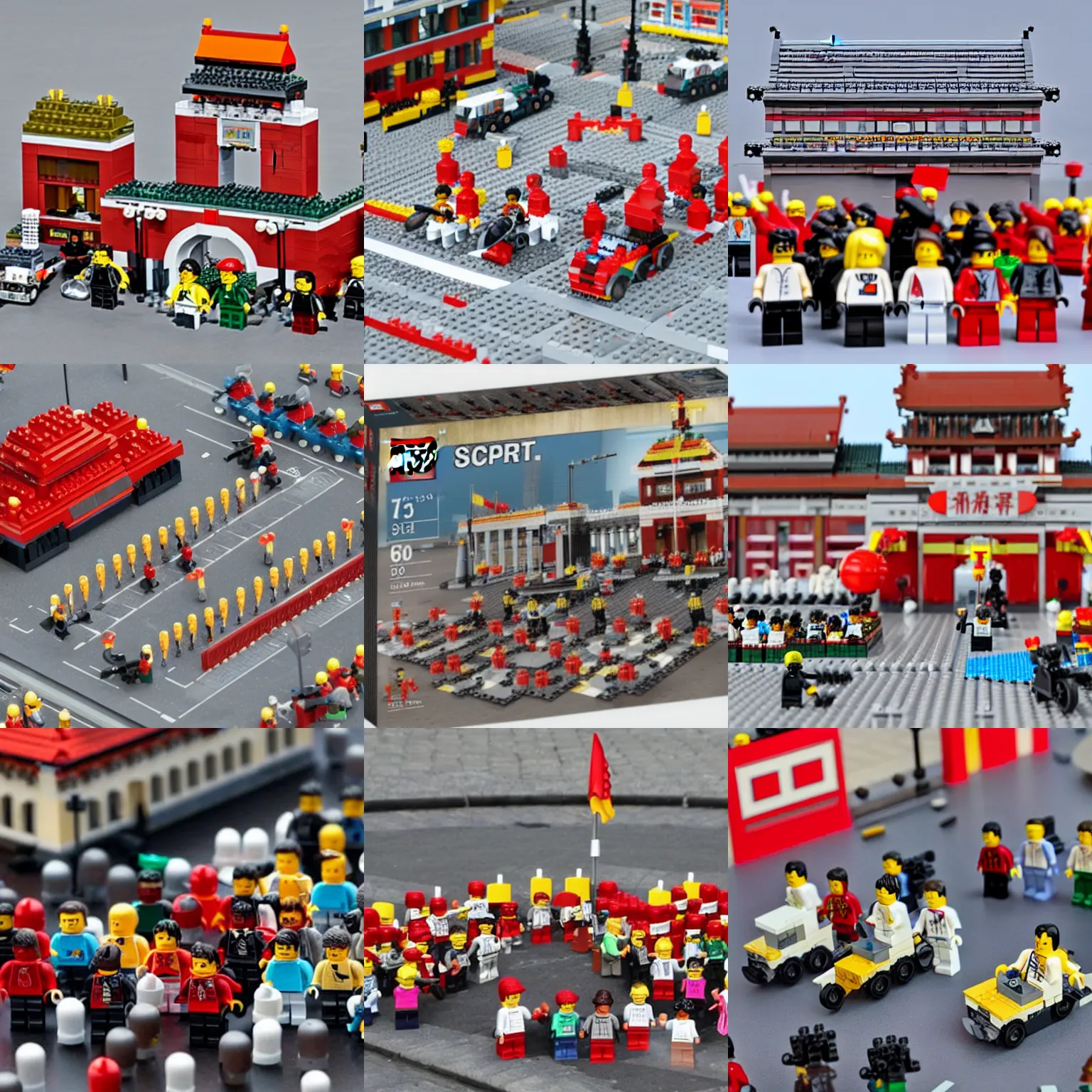 Prompt: tiananmen square protest lego set