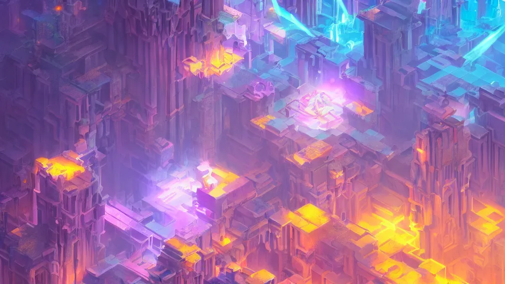 Prompt: magical floating hexagons attacking a temple with laser beams, vibrant contrast, by sylvain sarrailh, rossdraws, ambient light, ultra detailed, fantasy artwork, 8 k, volumetric lighting, trending on artstation, award winning, beautiful scenery, very beautiful.