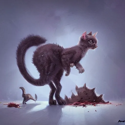 Prompt: a kitten dinosaur hybrid by greg rutkowski