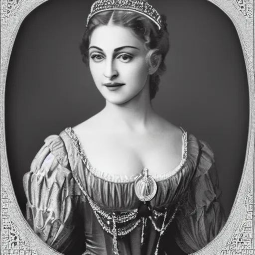 Image similar to portrait of madonna as a royal lady of victorian era, ultra realistic, canon 3 5 mm photography