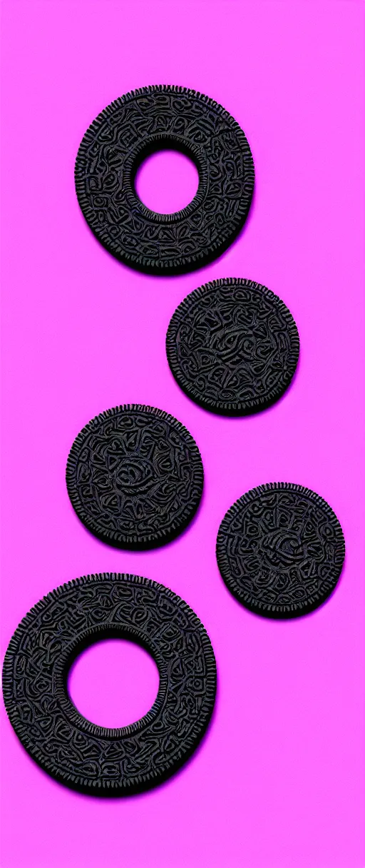 Prompt: octane render of an oreo, three point lighting, pink to blue gradient backround, hyper realistic