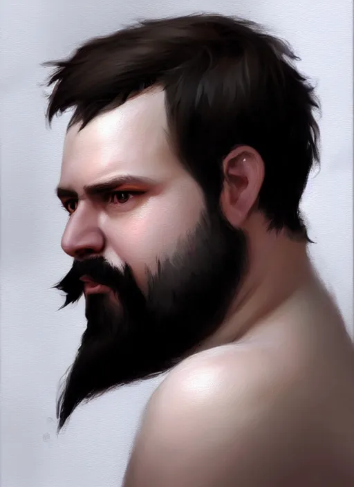 Prompt: a _ fantasy _ style _ portrait _ painting _ of white male short black hair chubby disconnected beard round face, rpg dnd oil _ painting _ unreal _ 5 _ daz. _ rpg _ portrait _ extremely _ detailed _ artgerm _ greg _ rutkowski _ greg